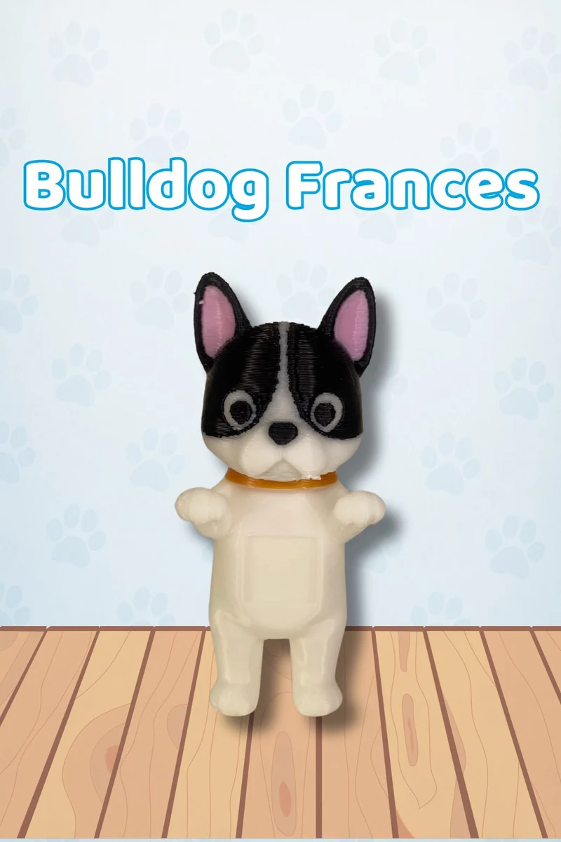 Accesorio 3D blanco y negro de Bulldog Francés