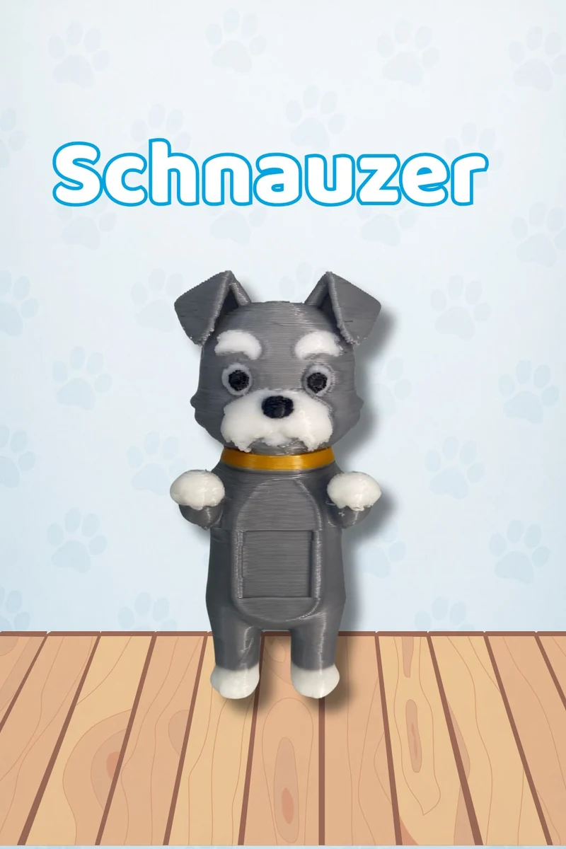 Accesorio 3D gris y blanco de Schnauzer